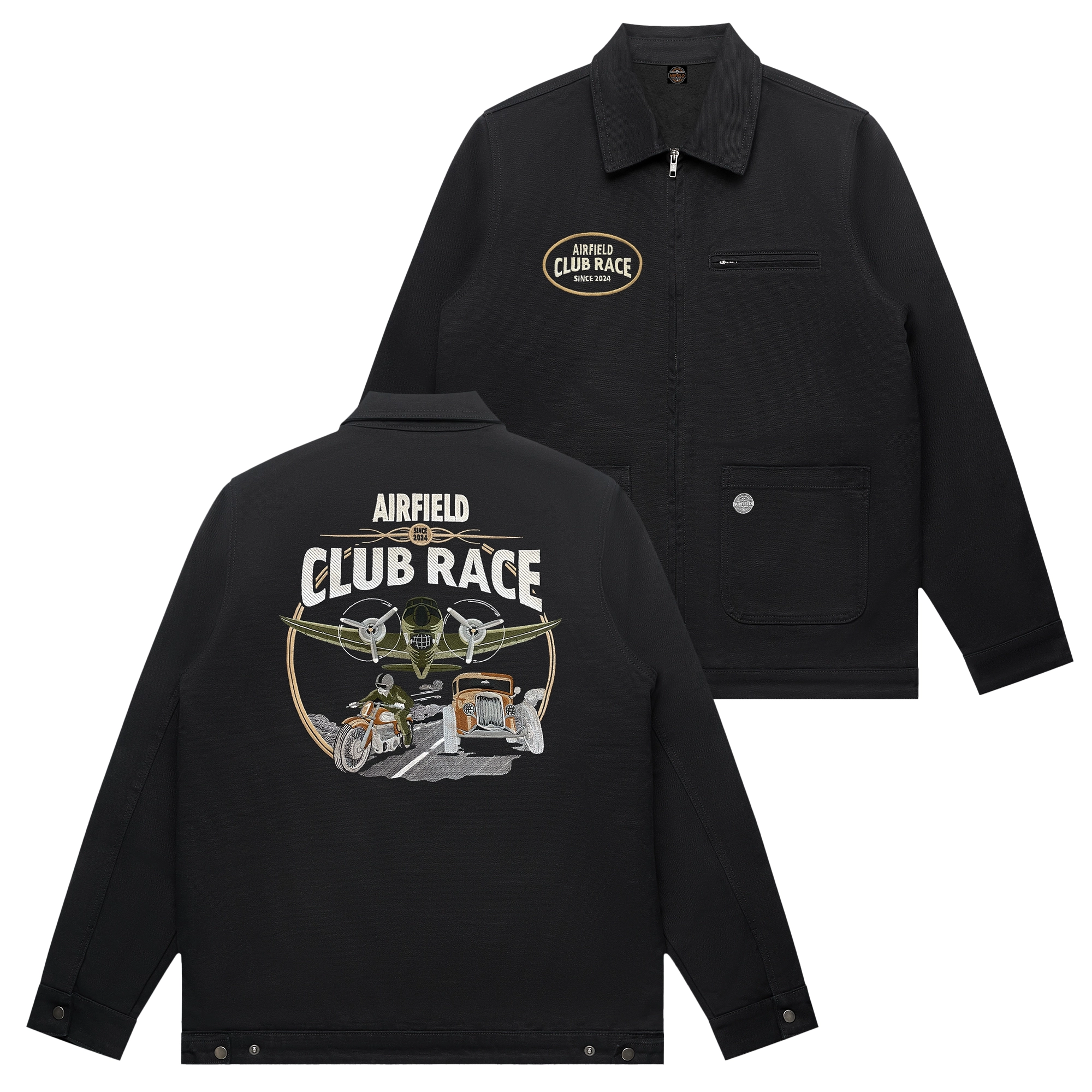 Airfield Club Race Canvas Worker Jacke Festivalmotiv 2024 mit Stick