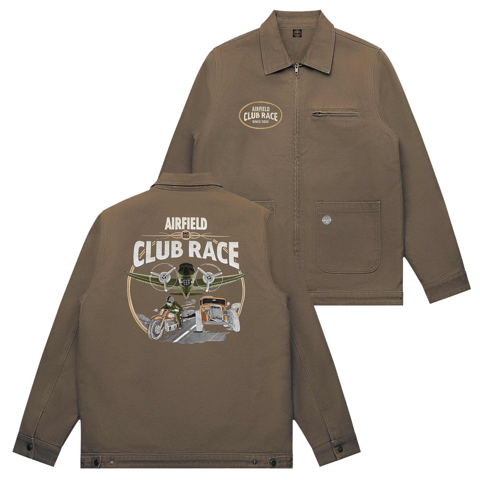 Airfield Club Race Canvas Worker Jacke Festivalmotiv 2024 mit Stick